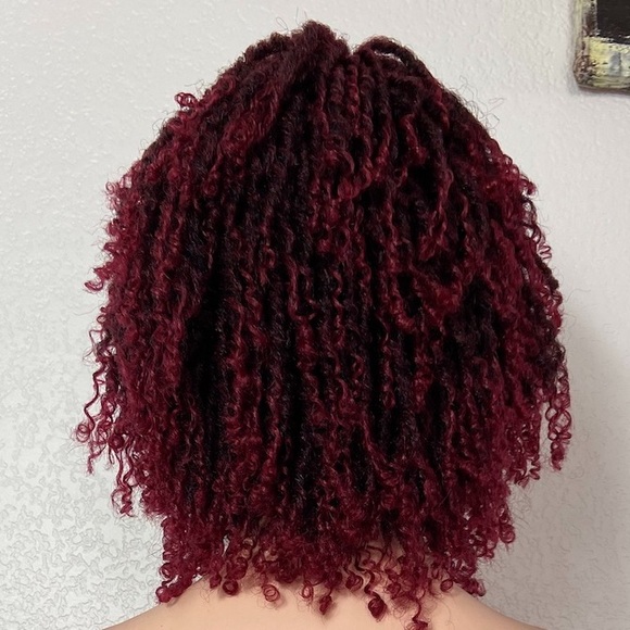 Twist kinky afro wig red wine burgundy ombré - Picture 4 of 7